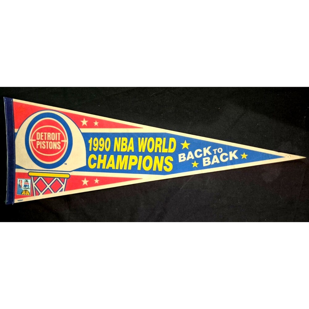 Detroit Pistons 1990 NBA World Champions Back To Back Pennant 29" VTG